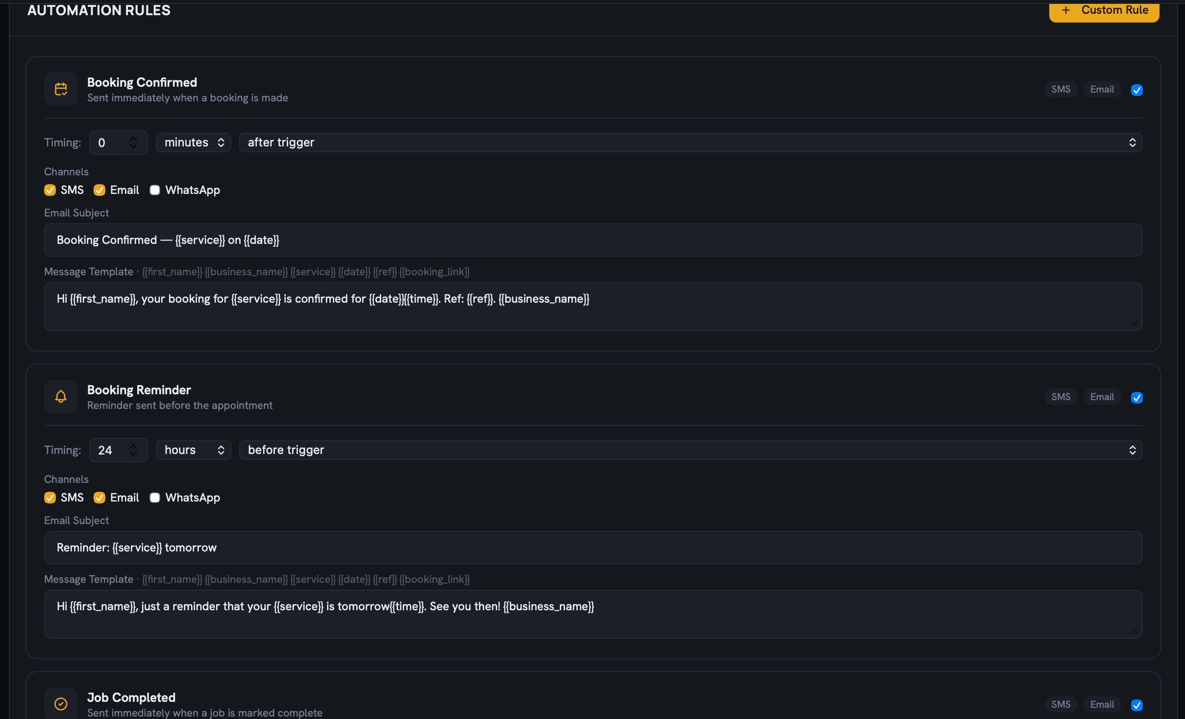 Automated payment-chase rules